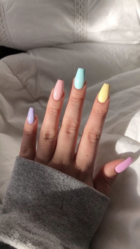 Pastel rainbow nails Kylie Jenner nails - perfect nails - decorated nails - trendy nail designs -