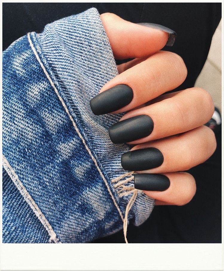 matte black nails - decorated nail designs