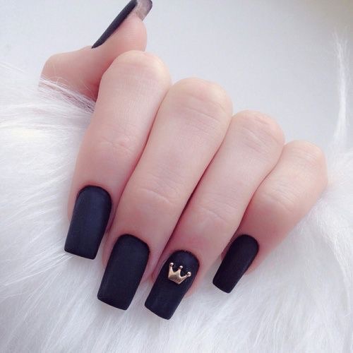 Long black nails - perfect nails - decorated nail designs