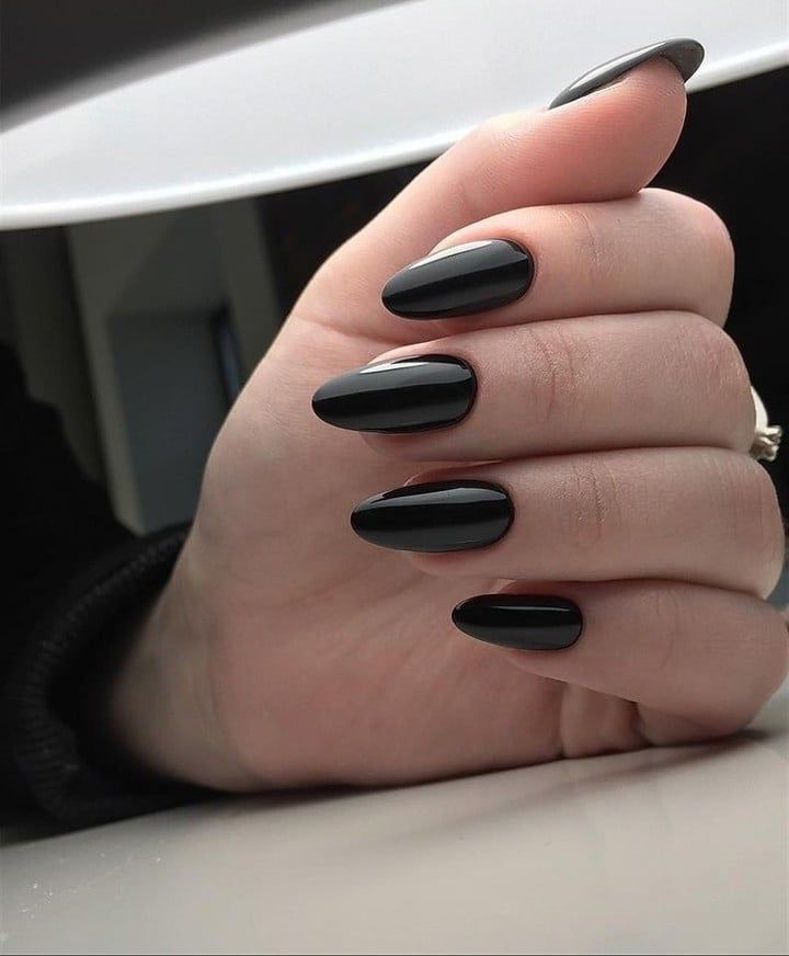 Long black nails - perfect nails - decorated nails - trendy nail designs -