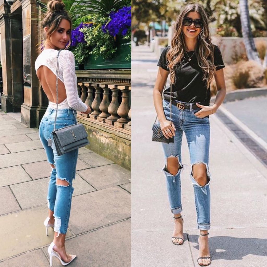 vaqueros rotos - Outfits con vaqueros denim : look con blue jeans que te encantarán