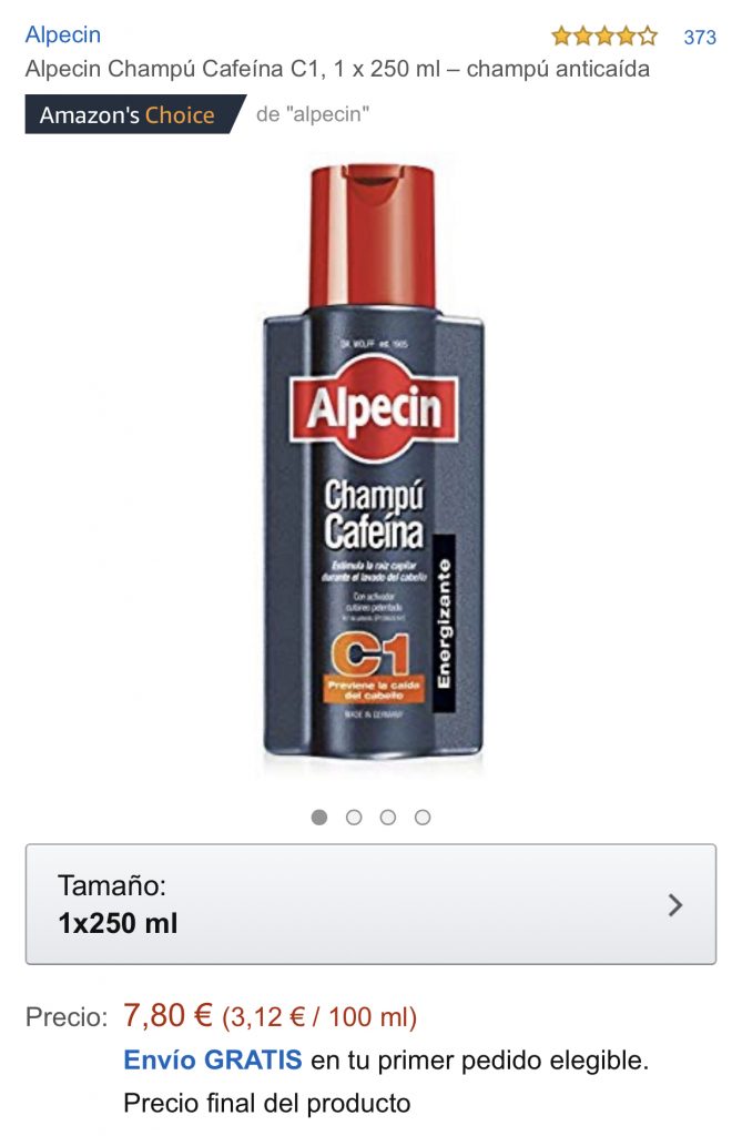 Alpecin Champu Cafeina C1, 1 x 250 ml - champu anticaida