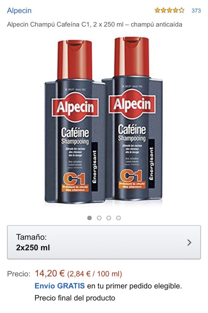 Alpecin Champu Cafeina C1, 2 x 250 ml - champu anticaida