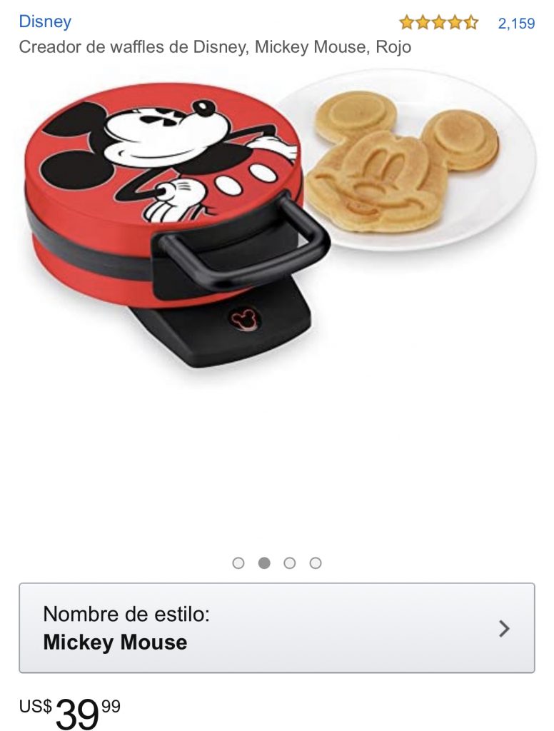 Creador-de-waffles-de-Disney-Mickey-Mouse-Rojo